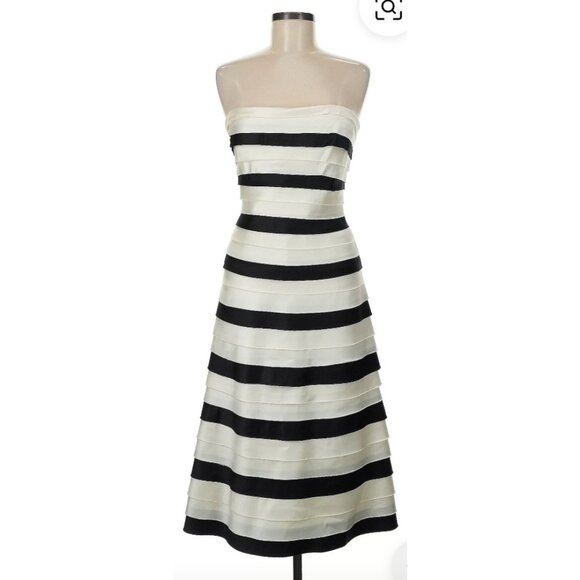 BCBGMaxAzria COCKTAIL DRESS sz 2 - black/ivory stripe - Picture 3 of 5